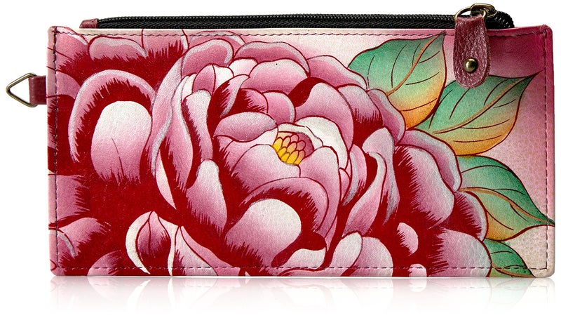 Anna by Anuschka Women's Hand Painted Genuine Leather Organizer Wallet - Precious Peony - Image 1